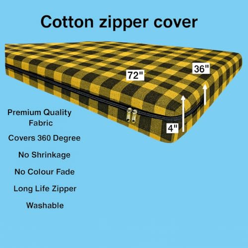 Image of Cotton Mattress Cover || Protector for Single Bed with Strong Zip /Chain || Size (72x36x4) Inch / 6x3 Feet (Multicolour)