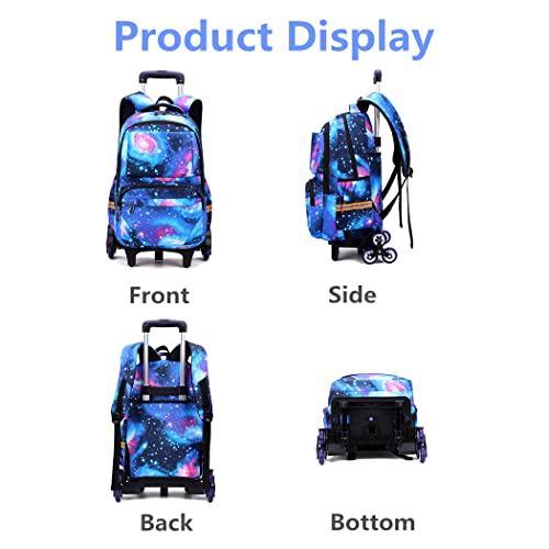 Geometric-Print Rolling Backpack On Wheels With Lunch Bag For School Boys Elementary Bookbag With 6 Wheels #TOP2