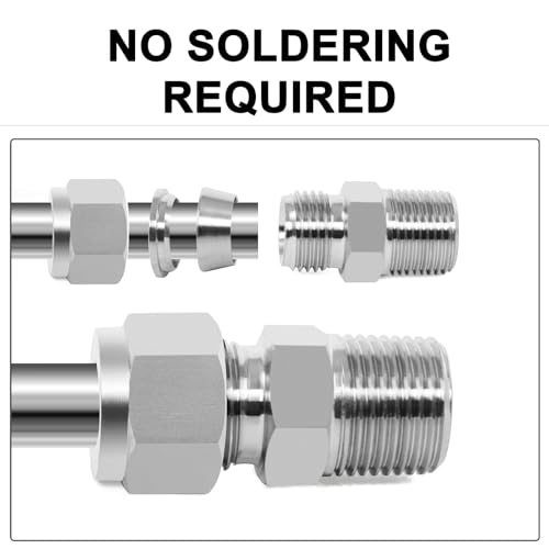 Image of ChillWaves 304 Stainless Steel Compression Tube Fitting, 3 /4 inch OD x 1 inch NPT Male Compression Union Connector(1-PACK)