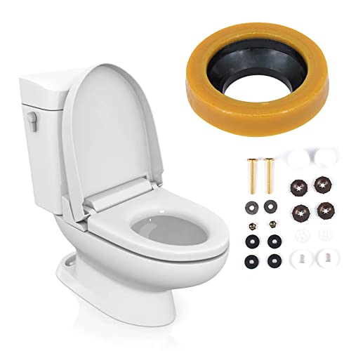 Carkio Extra Toilet Bowl Wax Ring Kit With Closet Bolts, Bolt Caps, Pe Flange And Retainers, Wax Ring Gaske Fit For 3 Inch And 4 Inch Waste Lines,Secure And Leak-Proof Essential Repair Accessory #TOP4