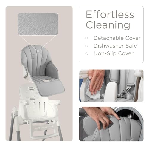 Image of KUB 3-in-1 Foldable & Portable Baby High Chair (Grey with Toys) | 7 Height & 4 Recline Adjustable High Chairs for Babies and Toddlers with Removable Seat & Tray for Easy Clean