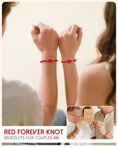 UNGENT THEM Red String of Fate - Forever Knot Couples Bracelets Christmas Valentines I Love You Gifts for Boyfriend Girlfriend Him Her2