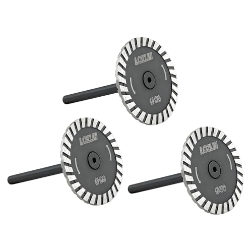 LOZLIN Diamond Blades 2 Inch Turbo Rim 3 Pack Cutting Discs for Marble Granite Ceramic Tile Concrete Suitable for Straight Grinder and Rotary Tools