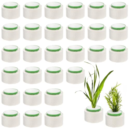 TOPZEA 30 Pack Aquarium Plant Weights, Aquatic Plant Holder Pots Anti-Floating Planters Ceramic Aquatic Plants Fixed Ring Anchors Set for Fish Tank, Pond, Aquarium Landscape Decorations, 1.75