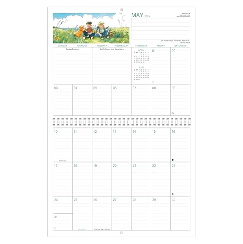 2026 Moms Calendar - Mom's Family Organizer & Calendar 2026, 14.6''x 23'', Jan 2026 to Dec 2026 Hanging Wall Calendar, Larger Grid, Back Pocket, Stickers