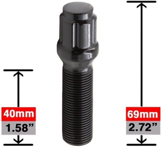 Miniatura 5 de Wheel Accessories Parts 20 piezas M15 x 1.25 15 x 1.25 rosca Bellota para asiento de asiento de bellota, acabado negro, longitud del vástago de