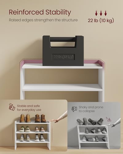 Image of VASAGLE Shoe Rack for Closet, Stackable Organizer Shelf | Stackable Shoe Organizer Shelf for Entryway, 3 Tiers, 11.7 x 24.4 x 21.3 Inches, White, CUSTOS Collection, ULBS063WZ01S