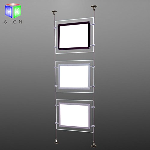 Hksign A4 Landscape Real Estate Agent Window Hanging Led Photo Display Business Store Sign Holders (3Pcs Horizontal A Row) #TOP3