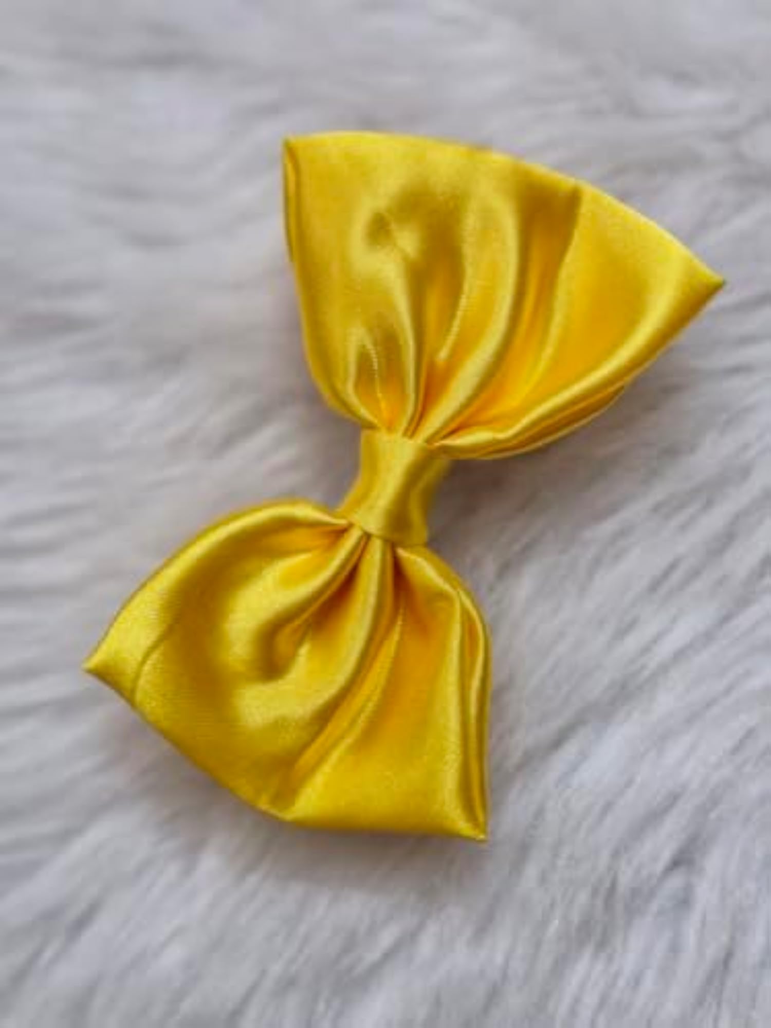 2pc Charming Fabric Bow Hair Clip Set, White & Yellow