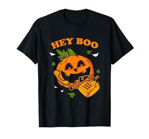 Hey Boo Cute Jack O Lantern Halloween Girls Women Kids Camiseta