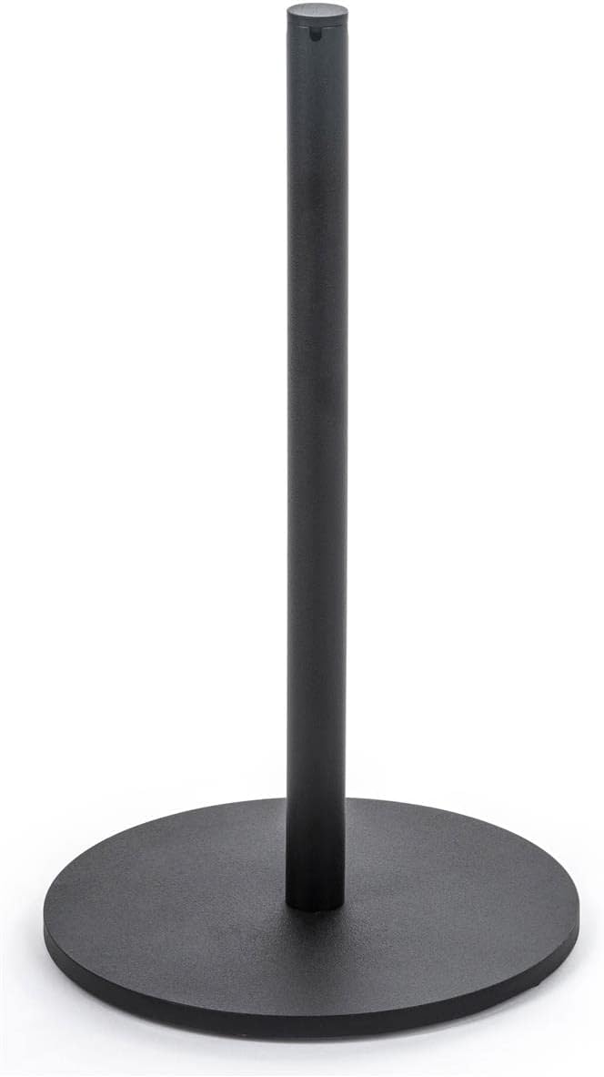 Displays2go Set of (6) QueuePole.Slim 16” Stanchion Posts w/ 50’ Black Elastic Cord - Black (FD16KBK06)
