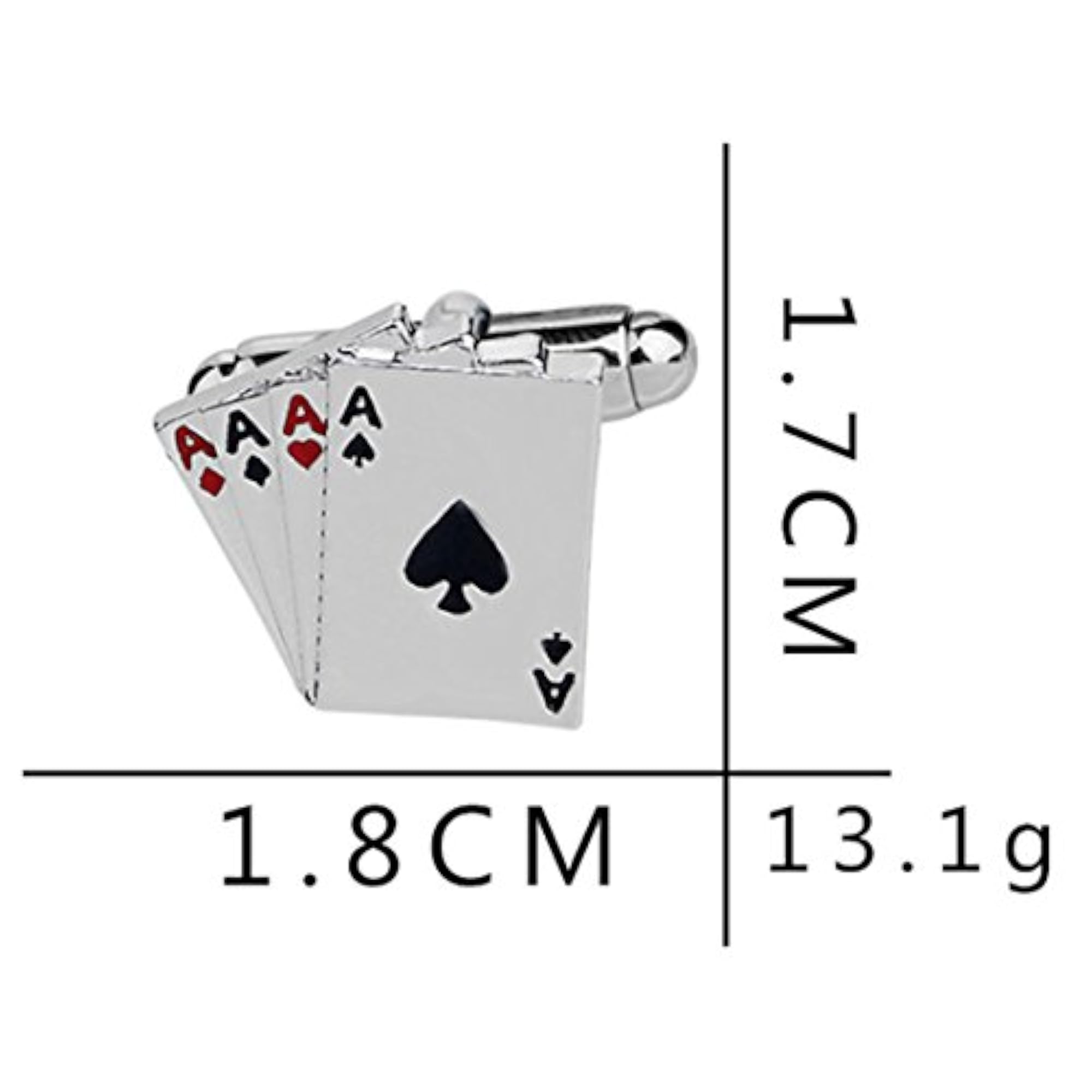 Silver Plated 4 Aces Poker Cufflinks for Men Boys Wedding Business Gift