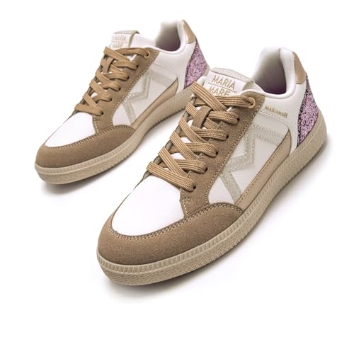 Mariamare Para Mujer. 68528 Zapatillas Fiora Beige (38), Plano, Cordones, Casual - 2