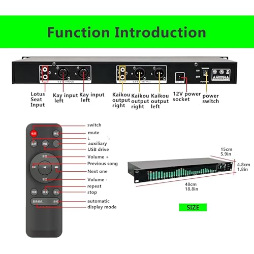 Buhelyc Audio Spectrum Analyzer RGB Audio Level Bar Display Analyzer Board 31 Bands Digital Equalizer Low/Mid/Treble Adjustment for Car, Studio, Home Entertainment miniatura 4