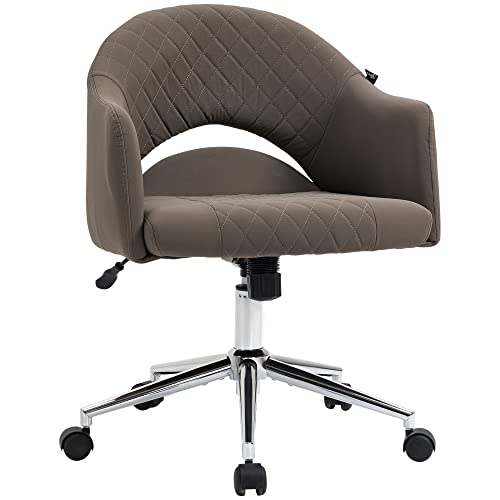 Vinsetto Mid Back Home Office Chair, Computer Desk Chair With Adjustable Height And Padded Seat, Brown #TOP29