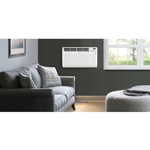 Image of LG 9,800 BTU Through-the-Wall Air Conditioner, Cools 450 Sq.Ft. (18' x 25' Room Size), Electronic Control with Remote, 2 Cooling & Fan Speeds, 4-Way Air Deflection, Supplemental Heat, 230 /208V
