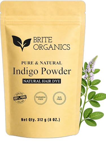 Image of Natural & Pure Indigo Powder for Grey hair (ZERO CHEMICAL), 312 gm Large Pack, Organic Indigo Powder for hair Black. NO PPD, NO AMMONIA. Microfine & Triple Filtered, with Gloves & Cap, Avuri Akulu, Indigofera Tinctoria