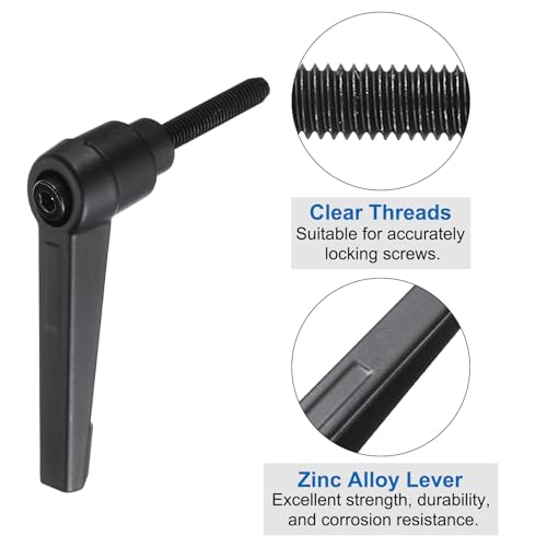 Image of uxcell 4pcs Clamping Lever Adjustable Handle Set Metric M5 x 25mm Male & M5 Female Thread Level Handles Hand Stud Knobs Quick Release Black for Lathe Machinery