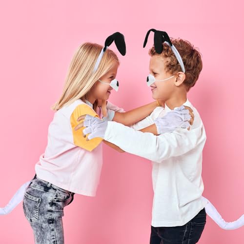 Syhood Dackel Hunde Kostüm Set für Karneval | Hunde Ohren Stirnband + Nase + Schwanz + Handschuhe + Fliege | Hundekostüm für Tier Party Fasching Geburtstag Welpen Cosplay Zubehör