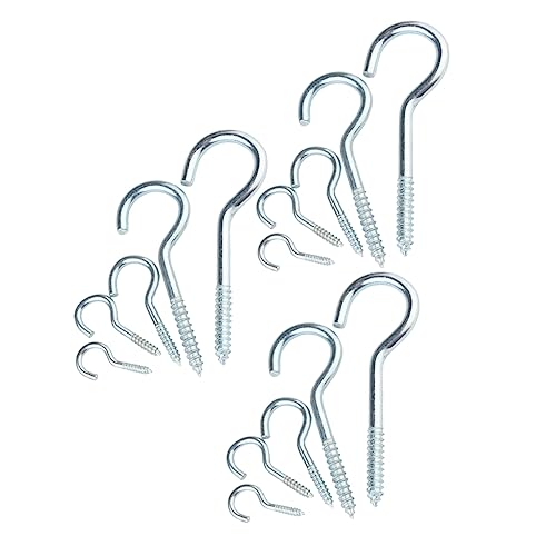 SOLUSTRE Self-Tapping Screw Hook 15pcs Heavy Duty Ceiling Hooks Black for Hanging
