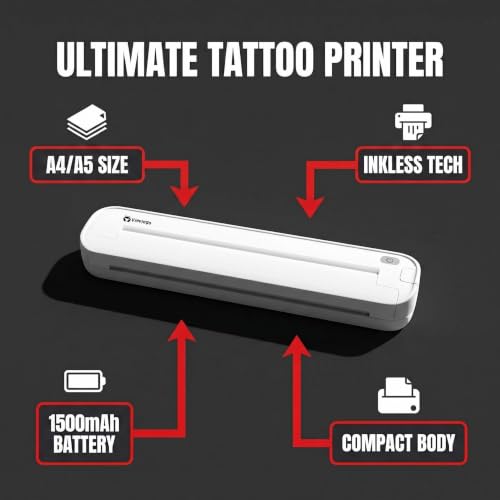 Image of Wireless Thermal Printer Supports A4 Transfer Paper & 8.5 x 11 Inch Thermal Paper, Includes 10 Sheets Thermal Papers & 3 Sheets Transfer Papers, Supports Phone & PC, (White)