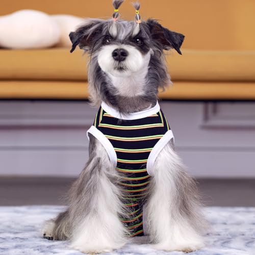 Image of Dog Surgical Recovery Suit, Spay Recovery Suit for Dogs Cats, Post Surgery Dog Onesie for Male Female, Soft Comfortable & Breathable (Black Stripe-XS)