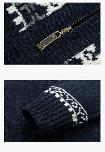 Men's Full Zip-Up Textured Slim Fit Cardigan Stand Neck Sweatercoat Trendy Casual Knitted Clothing2