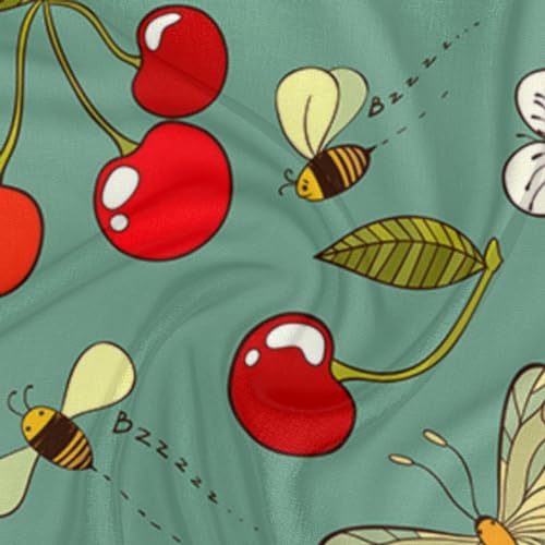 KOBLEN Cherry Print Silk Scarf 23.6x23.6 Inch Square Neck Scarf for Women Breathable Lightweight Neckerchief Silk Head Scarf Hair Wrap3