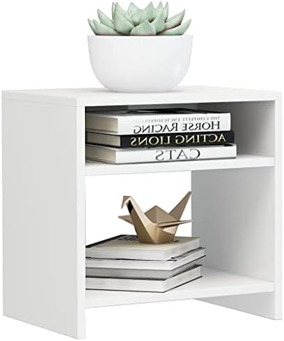 Night Stand, 2 Pcs Bedside Tables Easy To Clean Chipboard High Gloss White with an Open Compartment and a Shelf for Bedroom for Living Room