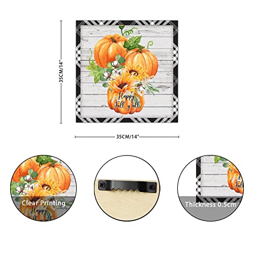 Plaque decorative automne Happy Fall Y'all pour masquer porte abimee - 3