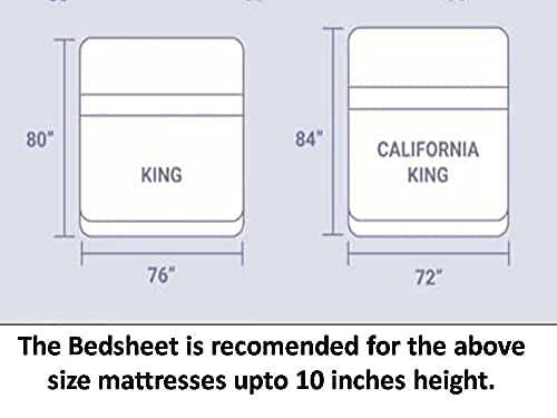 Image of Precsie Fabrics Elastic Fitted Glace Cotton King Size (84x75x Upto 8 Inches) Bedsheet with 2 Pillow Covers-200TC (Pink Flower)
