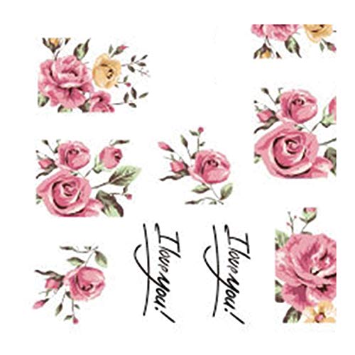 aloiness Nagelsticker Rosa Blumen Nageldesign Nail Art Sticker Decals Nail Selbstklebende 3D Design Tipp Nail Wraps für… – Bild 4