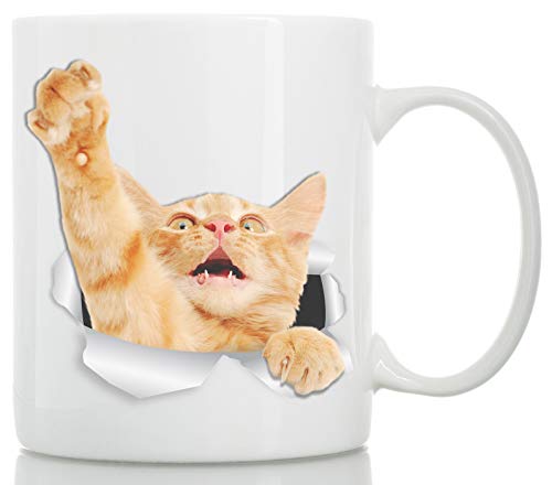 Winston & Bear Playing Orange Cat Mug – Ginger Tabby Ceramic Coffee Mug Gift for Cat Lovers (11oz)