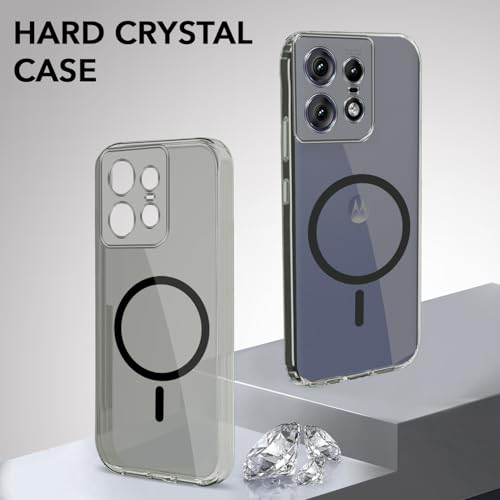 Image of Jkobi Lifetime Anti-Yellow MagSafe Compatible Clear Back Cover Case for Motorola Moto Edge 50 Pro (Sleek Hard Crystal | Shockproof and Camera Protection)