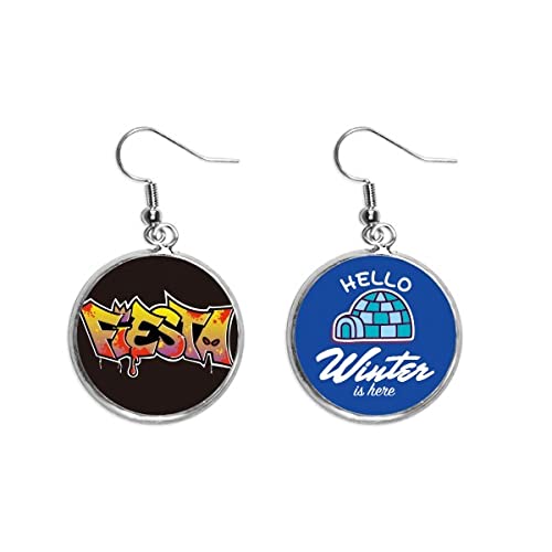 Pendientes de grafiti de diseño exclusivo decorado a mano con efecto hielo
