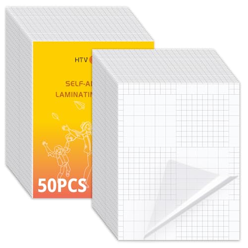 HTVRONT Self Adhesive Laminating Sheets - 50 Sheets, 9 x 12 Inches, No Machine Needed, Clear
