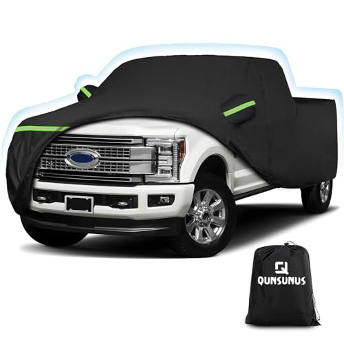 Image of QUNSUNUS Truck Cover for F150 SuperCab 6.5ft & Crew Cab 5.5ft Bed 2004-2025 | Heavy 420D Oxford All-Weather F150 Cover, with Zipper and Straps, Compatible with Silverado 1500 Crew Cab 5.8ft 2014-2025