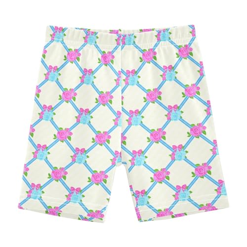 Rose Bow Pale Girls Bike Shorts Toddler Athletic Dance Under Skirts Dance Shorts for Girls 4-10,4T