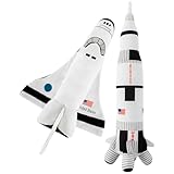 Space Shuttle Plush Toy 14 ' & Saturn Rocket 17 ', Mission Ship for Kids, Christmas & Birthday Gifts for Little Astronauts, Boys & Girls, Soft & Huggable, Fun, Great for Imaginative Play
