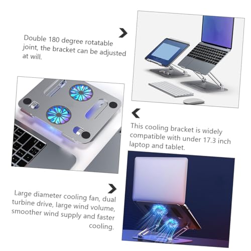 Base ajustable de aluminio con ventiladores duales para laptop miniatura 4