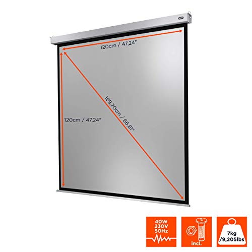 celexon Professional Plus Motor-Leinwand 65 | 120x120 cm 1:1 | elektrische 4K,Full-HD Pr&auml;sentations-Leinwand f&uuml;r Ihren Heimkinobeamer | zur Decken-/ Wand-Montage | mit Fernbedienung
