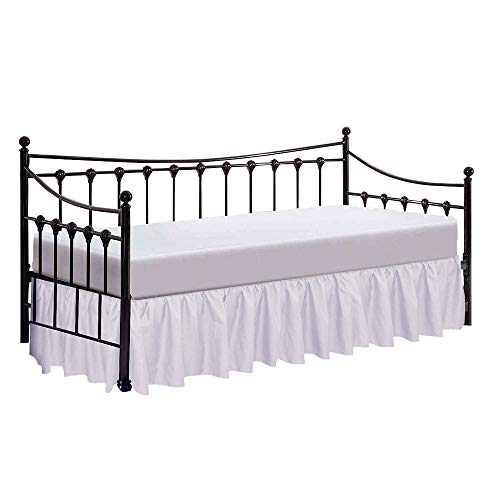 Muskan Collection In Daybed Skirt Dust Ruffle Split Corners Organic Cotton With 15 Inch Drop Day Bed Skirts Twin Size - White #TOP4