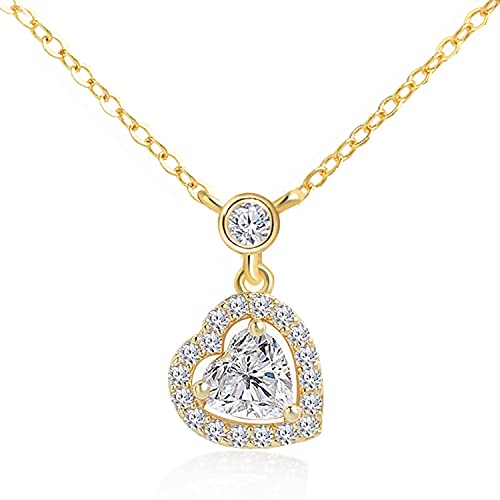 Image of MINUTIAE Love Heart Shape With White Cubic Zirconium Diamond Pendant Necklace for Girls And Women with Extendable Chain