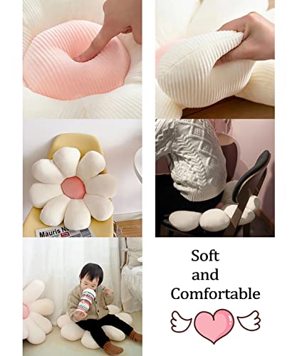 Lrkoayjgo Flower Pillow, Flower-Shaped Throw Pillow Butt Seating Cushion Flower Floor Pillow, Cute Decorative Plush Pillow For Chair Bed Sofa (White, 15.75") #TOP2