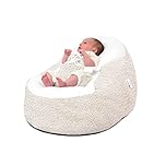 rucomfy Beanbags Personalised Boucle Baby Beanbag Chair with Safety Harness Straps for 0-6 Month - Safe Cuddle Recliner Seat Lounger for Newborn with Filling - Machine Washable Baby Essential (Oat)