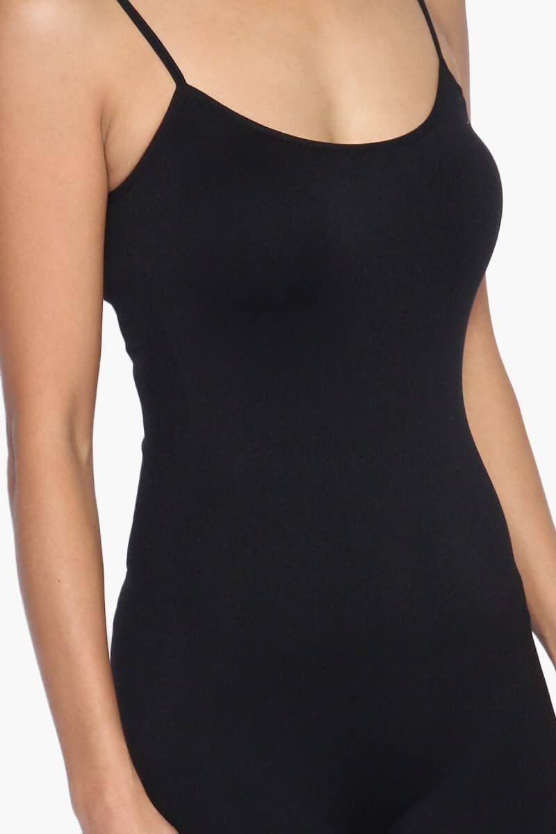 TheMogan Spaghetti Strap Long Jumpsuit & Short Romper Cami Bodysuit One Piece - Image 5