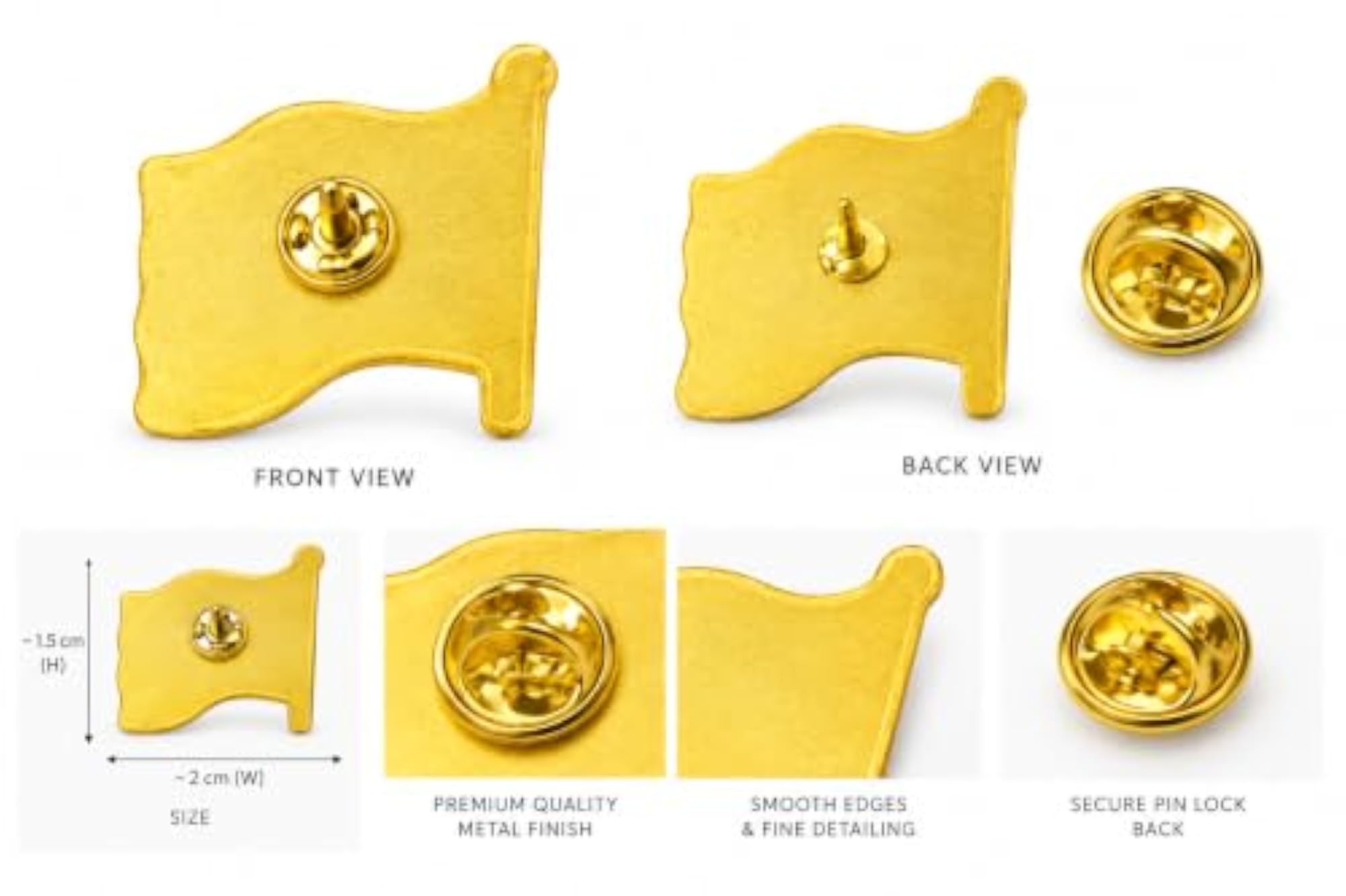 Indian Tricolour Flag Lapel Pin, Premium Gold Finish