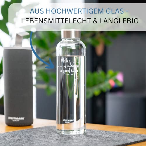 Trinkflasche aus Glas von Westmark 1 Liter Volumen, anthrazit