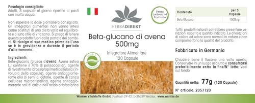 Beta-Glucan Kapseln aus Hafer 500mg – 120 Stück – Vegan