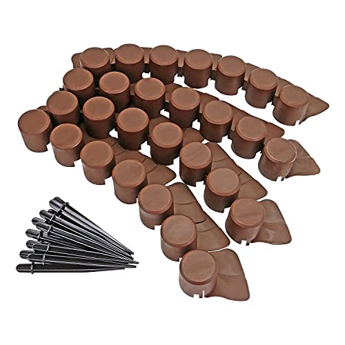 Taylor & Brown 12 Pack Brown Palisade Garden Edging Plastic Lawn Plant Border Push In Securing Pegs - Ideal for Borders Flowerbeds Paths and Lawns - Covers a 6m long edging